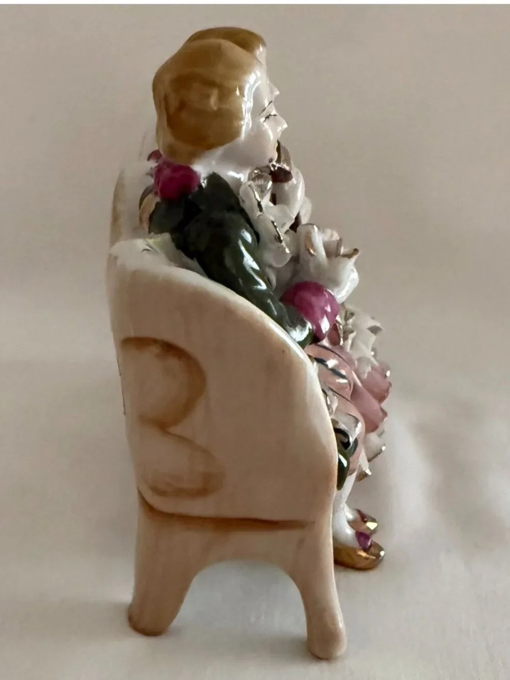 Vintage Bone China Lace Musical Couple Figurine Mandolin Players Hand Painted Po - Picture 8 of 15